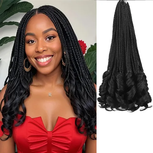 Vista 80 de Cabello para Trenzas Rizo Francés Color 1 Trenzas de Ganchillo Rizo Francés 10 Pulgadas Trenzas de Caja Cabello de Ganchillo para Mujeres y Niños