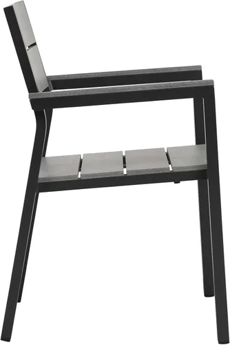 Vista 4 de Modway Sillas de dos brazos de aluminio para patio al aire libre de Maine en gris marrón