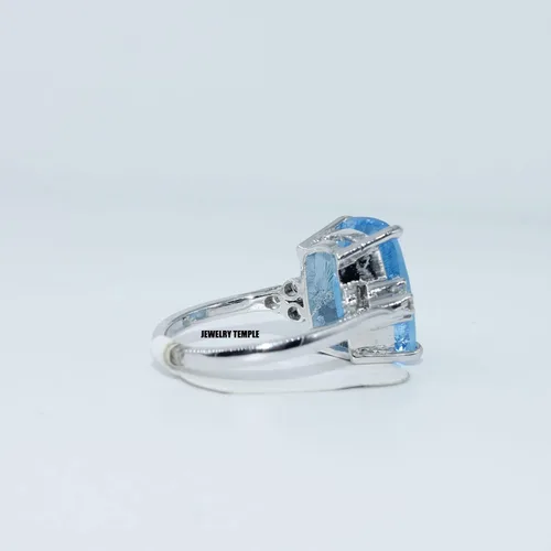 Vista 4 de Anillos apilables para mujer y niña, topacio azul de diamante, 0.394 x 0.551in