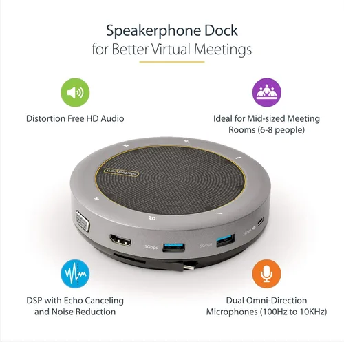 Vista 3 de StarTech - Base de altavoz USB-C, 4K 60Hz HDMI o VGA con 100 W PD, concentrador USB