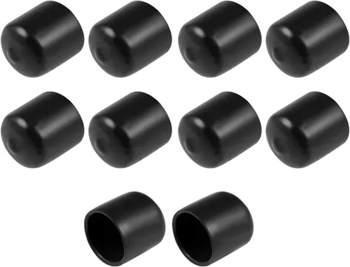 Vista 70 de uxcell 10 tapas de goma para extremos de 0.591 in de identificación, tapa de extremo redondo, protectores de rosca de tornillo, color negro