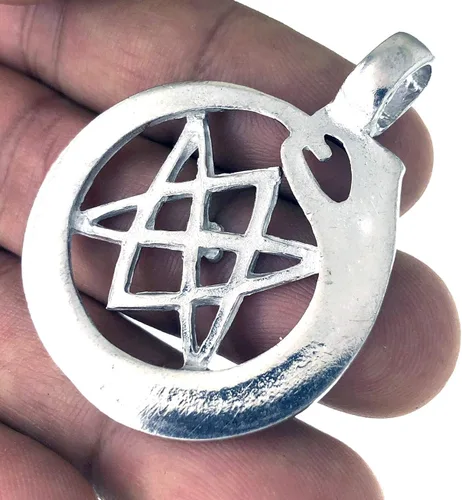 Vista 7 de Celtic VIking Jewelry Ouroboros unicursal Dragón Serpent Naga Bakunawa Pagan Peltre Collar con colgante para hombre de buena suerte amuleto