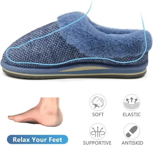 Vista 4 de COFACE Pantuflas de espuma viscoelástica para mujer, cómodas y cálidas, con forro de cojín acogedor