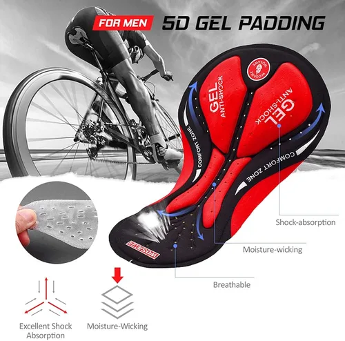 Vista 4 de Lixada 5D - Pantalones cortos de ciclismo para hombre acolchados transpirables de secado rápido