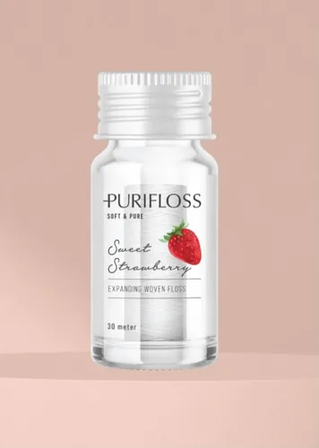 Vista 6 de Hilo dental tejido expansible de alta calidad, sin PTFE y PFAS, fresa dulce, ecológico, vegano, sin crueldad, recomendado por dentistas, apto