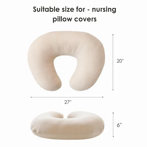 Vista 2 de MairMore Paquete de 2 Fundas de Almohada de Muselina para Lactancia, Transpirables 100% Algodón, Fundas Deslizables para Almohadas de Lactancia