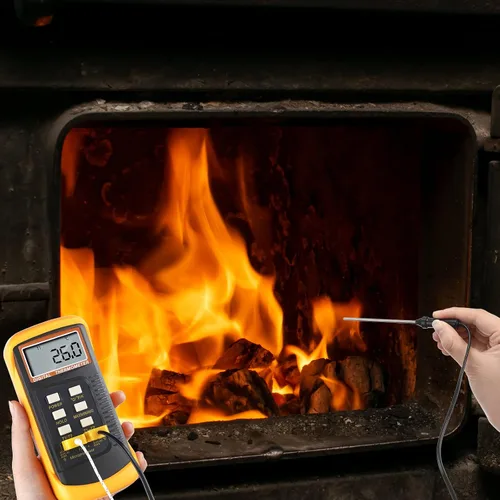 Vista 6 de Termómetro digital de termopar de 2 piezas tipo K HVAC de doble canal con 8 termopares de medición de temperatura máxima/min, -50 ~ 2,372.0 °F
