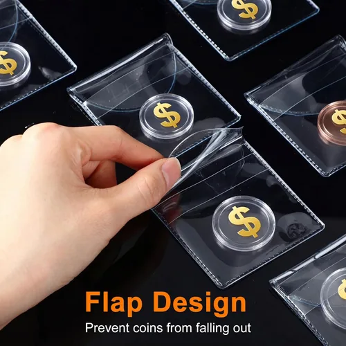 Vista 4 de Mimorou 100 fundas de plástico transparente para monedas, de un solo bolsillo, de 2 x 2 pulgadas, fundas de plástico transparente para cortar