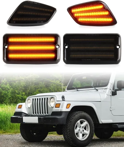 Vista 8 de Luces direccionales delanteras ámbar para Jeep Wrangler TJ 1997 1998 1999 2000 2001 2002 2003 2004 2005 2006, DRL luces de estacionamiento