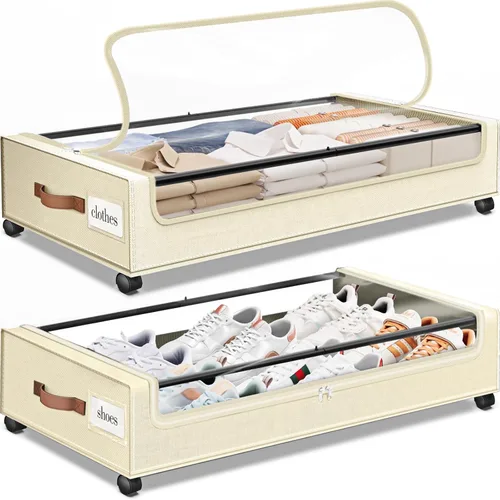 Vista 9 de SpaceHacks Almacenamiento Debajo de la Cama con Ruedas 1 Paquete Almacenamiento Debajo de la Cama con Ventana Transparente y Etiqueta Cajones Debajo