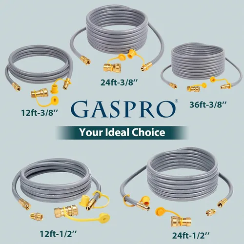 Vista 5 de GASPRO Manguera de gas natural de 10 pies de diámetro interior de 3/8 pulgadas, manguera de GLP de baja presión, para Weber, Char-Broil, horno