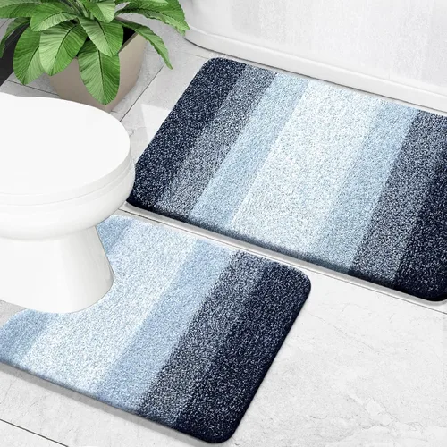 Vista 61 de OLANLY - Juego de tapetes para baño de 2 piezas, de microfibra, suaves y absorbentes, antideslizantes, lavables a máquina y para secadora, felpudos
