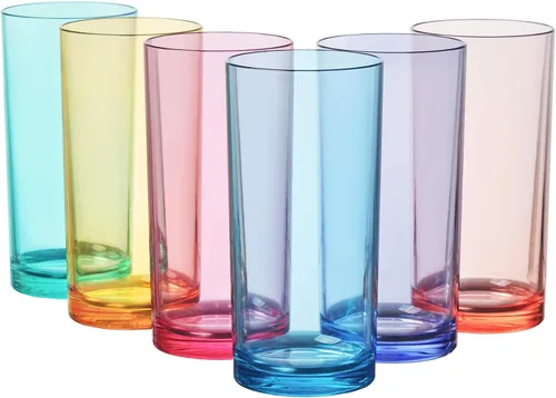Vista 10 de Vasos de plástico reutilizables US Acrylic Classic (juego de 6) de 24 onzas, tazas de té helado de colores surtidos Vasos sin BPA, fabricados
