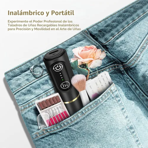 Vista 7 de TUOBEO - Kit de lima de uñas eléctrica para taladro de uñas inalámbrico, juego de archivos electrónicos recargables Negro