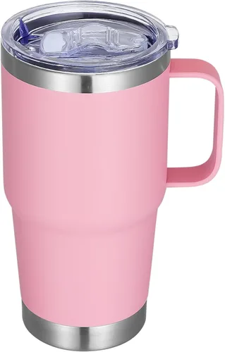 Vista 22 de Vaso térmico de acero inoxidable de 20 oz con asa, envase a granel, vasos termales metálicos aislados, taza de café de viaje con asa, vaso de doble