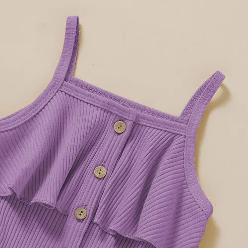 Vista 4 de Ropa de niña para bebé, ropa sin mangas, lindo halter mameluco de una sola pieza, conjunto de ropa de verano 1-5T