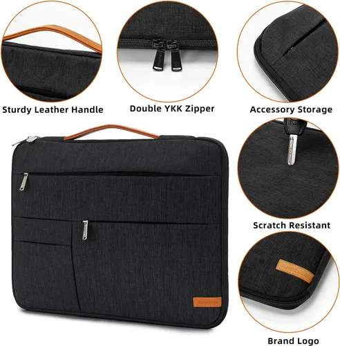 Vista 6 de KINGSLONG Funda para laptop de 13.3 pulgadas, bolsa delgada a prueba de golpes, funda de transporte para computadora compatible con MacBook Air/Pro