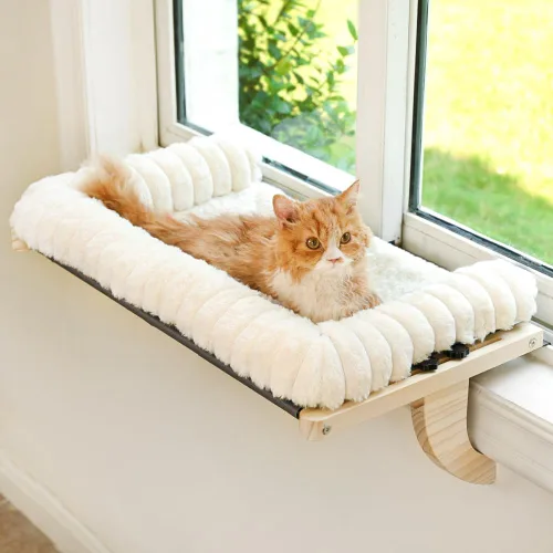 Vista 7 de Cloud-Soft - Percha para ventana de gato, diseño de cremallera Gris