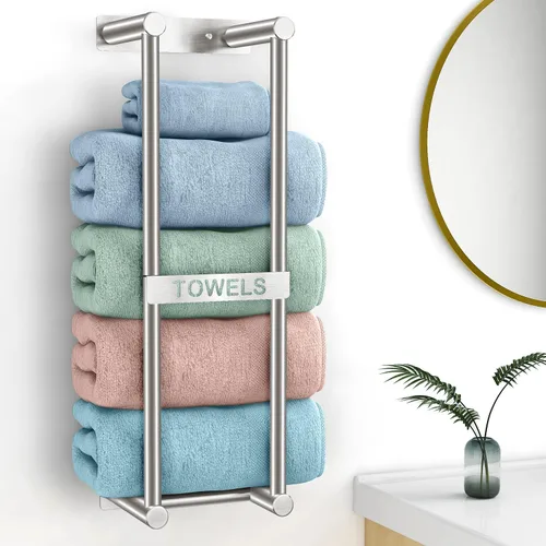 Vista 9 de STWWO Toallero para Baño Montado en Pared, Toallero de Pared de 22 Pulgadas para Toallas Enrolladas, Almacenamiento de Toallas para Baño Pequeño