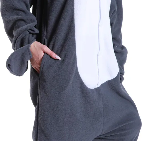 Vista 6 de dressfan - Pijama y disfraz de dibujos animados, unisex, de tiburón gris, para adultos, niños, adolescentes, mujeres y hombres