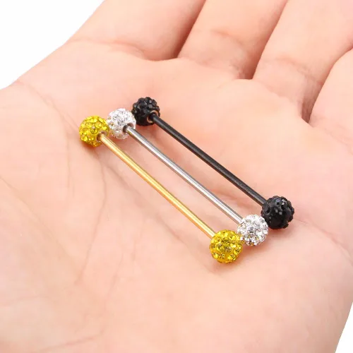 Vista 17 de Ruifan Piercings de 14 g de acero inoxidable Industrial Barbell para cartílago de la oreja joyería1 1/2 pulgadas (38 mm)