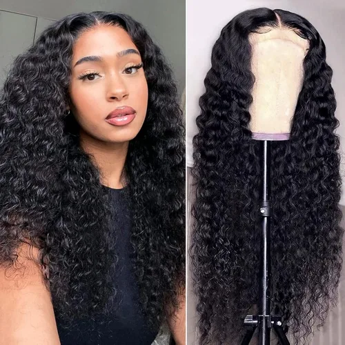 Vista 19 de Pelucas de cabello humano profundo de 13 x 4 pulgadas, encaje frontal de Onda profunda 13x4 sin pegamento natural