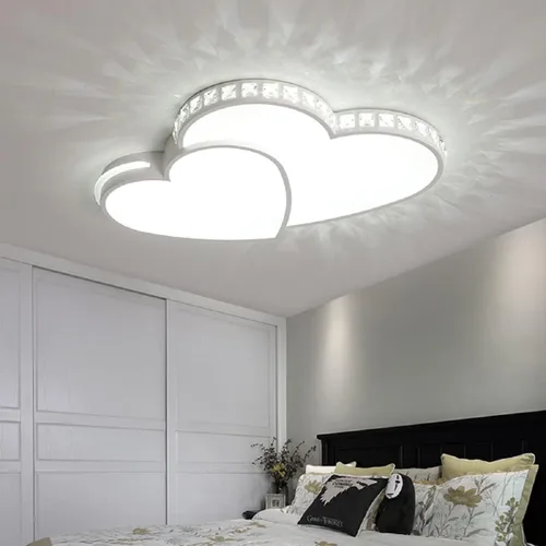 Vista 2 de Gdrasuya10 Lámpara de techo LED de cristal en forma de corazón, moderna lámpara de techo de montaje empotrado de cristal romántica para sala