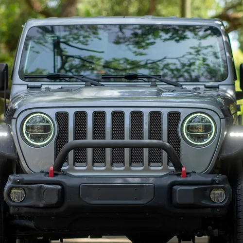 Vista 6 de AggAuto Inserto de malla para parrilla compatible con Jeep Wrangler JK JKU 2007-2018, rejilla frontal de metal de aleación de aluminio, rejilla