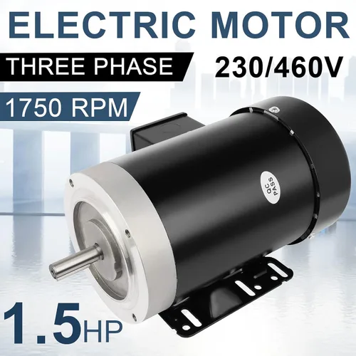Vista 2 de Motor eléctrico 1.5HP 1750 RPM Motor trifásico de uso general 5/8 "Diámetro del eje 4 Polo 56C TEFC 60HZ 230/460V