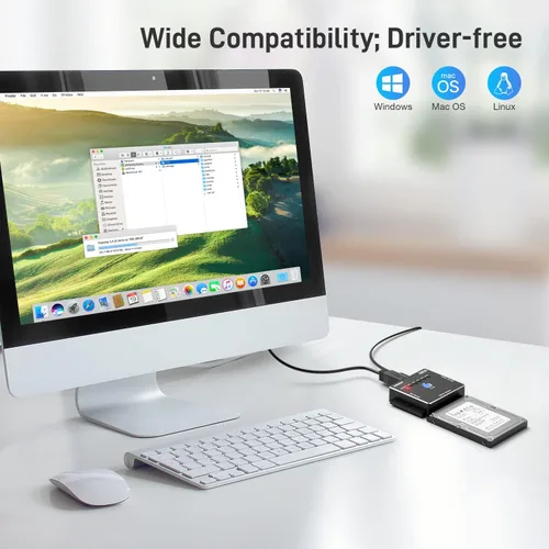 Vista 4 de FIDECO Adaptador SATA/IDE a USB 3.0, cable adaptador de disco duro para disco duro universal de 2.5/3.5 pulgadas IDE/SATA HDD externo SSD