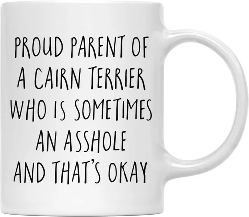 Vista 93 de Andaz Press Funny Dog - Taza de café de 11 onzas, regalo de broma, orgulloso padre de un afenpinscher que es a veces un gilipollas y eso está bien