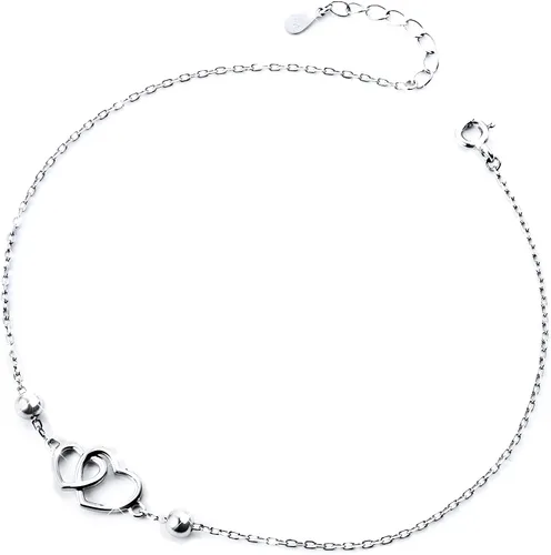 Vista 9 de Tobillera para mujer de plata de ley S925 estilo playa con capas ajustable, pulsera de tobillo con disco, ojo turco, corazón, infinito, cuenta