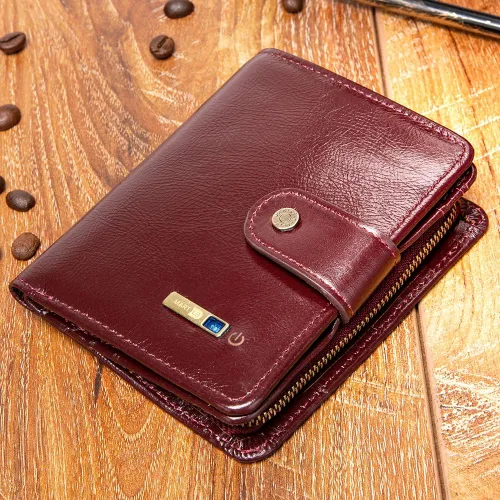 Vista 4 de Anti-perdida Bluetooth Carteras Tracker Billetera Posición Registro Vía Teléfono GPS Carteras Para Hombre Billeteras Bifold Cuero