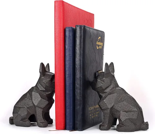 Vista 4 de Ambipolar Sujetalibros geométricos para decoración de perros, sujetalibros geométricos para guardar libros, resistentes para escritorio de oficina