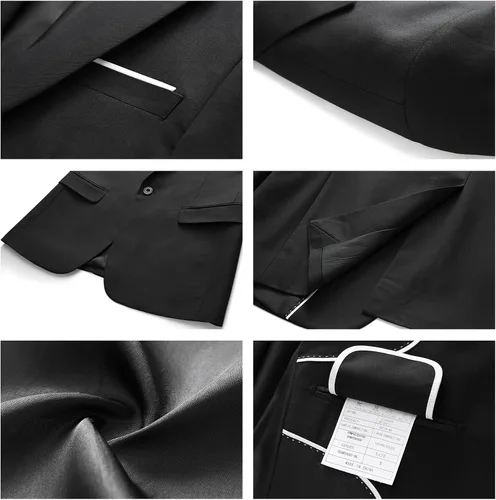Vista 6 de Traje de 2 piezas para hombre, ajustado, con un botón, chaqueta y pantalones, negocios, boda, fiesta, regreso a casa, trajes para hombres