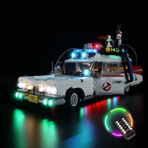 Vista 7 de RC con kit de luz LED de sonido compatible con Lego 10274, kit de iluminación de construcción para (Ghostbusters ECTO-1) modelo de bloques de Rc Con