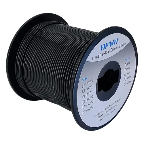 Vista 19 de Cable de 8 AWG Alambre Calibre 8 de Silicona - Carrete Negro de 25 pies, Alambre de Cobre Estañado Trenzado Extra Flexible 8AWG para Soldadura 200℃