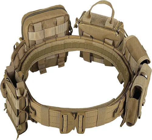 Vista 5 de YAKEDA Molle - Cinturón de batalla con accesorios – Cinturón táctico de combate Airsoft resistente (8 piezas)