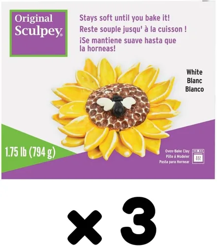 Vista 2 de Sculpey Original Oven-Bake Clay, White, 1.75 lb. (Pack of 3)