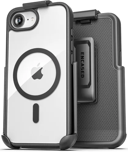 Vista 14 de Encased MAG - Funda para cinturón diseñada para iPhone 15 con clip de funda, tecnología protectora AirGuard (negro/transparente) compatible