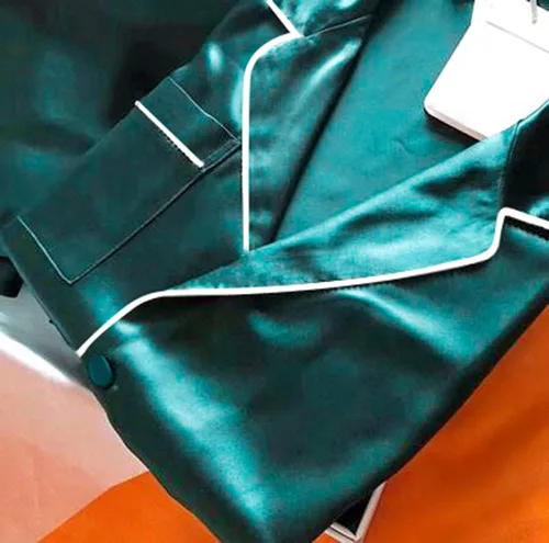 Vista 4 de Lonxu Conjunto de pijama de satén de seda para mujer, con botones, ropa de dormir, tallas XS a 3XL
