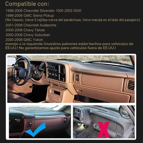 Vista 4 de SPEEDWOW Alfombrilla Cubierta Tapete para Tablero de Instrumentos Compatible con Chevrolet Silverado Avalanche Tahoe Suburban GMC Pickup Yukon Negro