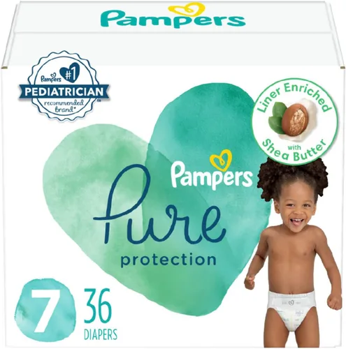 Vista 5 de Pañales para recién nacido/talla 1 (8-14 libras), 35 unidades – Pampers Pure Protection desechables para bebé, protección hipoalergénica y sin