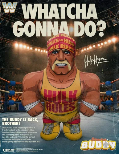Vista 8 de Bleacher Creatures WWE Hulk Hogan 24" Bleacher Buddy - Muñeco de Peluche Suave