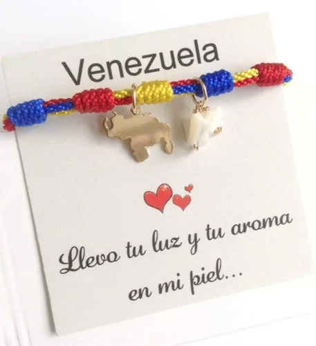 Vista 3 de Venezuela Tricolor Pulsera Mapa Estrellas Colgantes Vinotinto Regalos