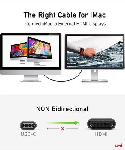 Vista 7 de uni Cable USB C a HDMI de 3 pies 4K@60Hz, cable trenzado USB Tipo C a HDMI de UNA vía (compatible con Thunderbolt 3/4) con MacBook Pro/Air 2023