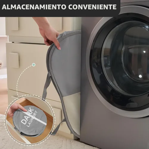Vista 6 de Cestas de lavandería plegables con 2 compartimentos, negro + Begie
