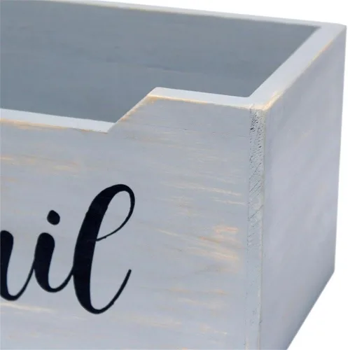 Vista 7 de Elegant Designs HG2010-GMB - Caja organizadora de madera rústica de madera con escritura negra con texto en inglés, soporte para cartas, accesorios