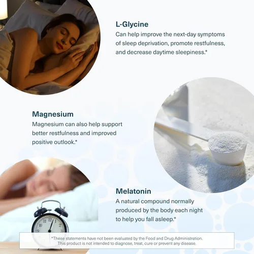 Vista 5 de Youtheory Polvo para dormir, suplemento de ayuda para dormir con magnesio, melatonina y L-glicina, sin gluten y vegano, sabor natural a limón