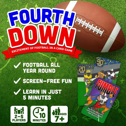 Vista 3 de Fourth Down Juego de cartas de fútbol para niños y familias Juego deportivo de ritmo rápido para niños de 8 a 12 años Regalo de cumpleaños
